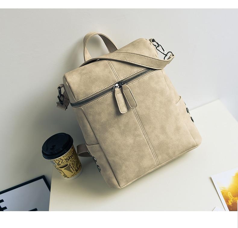 Vintage Fashion Solid Synthetic Leather School Backpacks for Teenage Girls - Backpacks - DYAVOR®