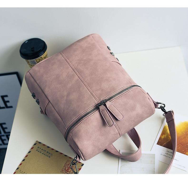 Vintage Fashion Solid Synthetic Leather School Backpacks for Teenage Girls - Backpacks - DYAVOR®