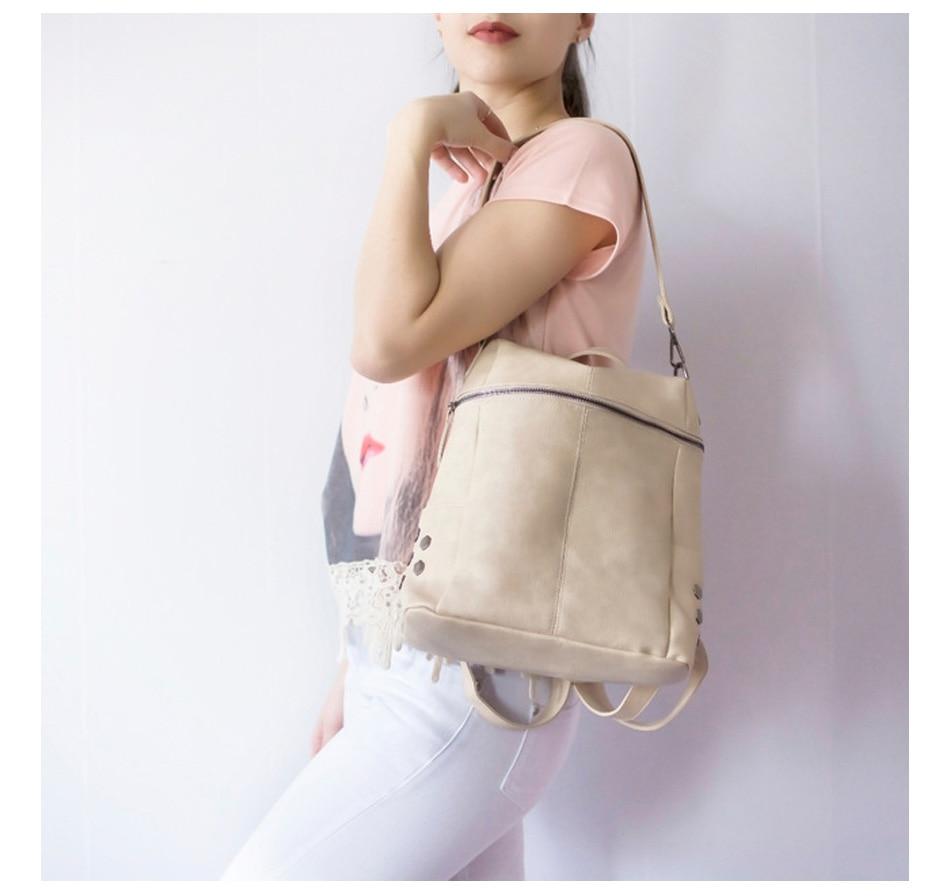 Vintage Fashion Solid Synthetic Leather School Backpacks for Teenage Girls - Backpacks - DYAVOR®