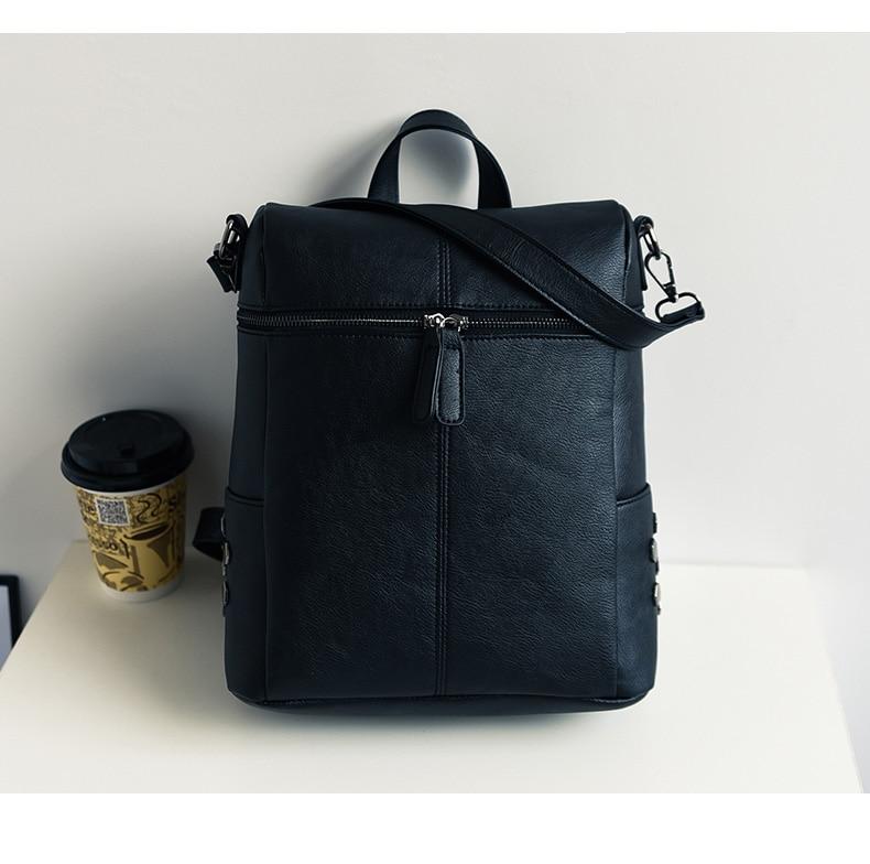 Vintage Fashion Solid Synthetic Leather School Backpacks for Teenage Girls - Backpacks - DYAVOR®