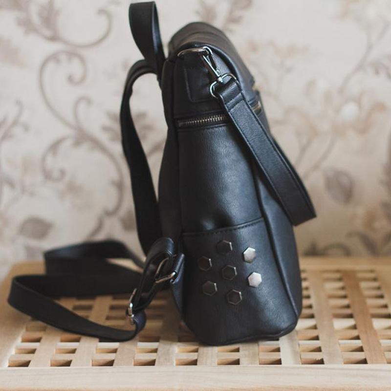 Vintage Fashion Solid Synthetic Leather School Backpacks for Teenage Girls - Backpacks - DYAVOR®