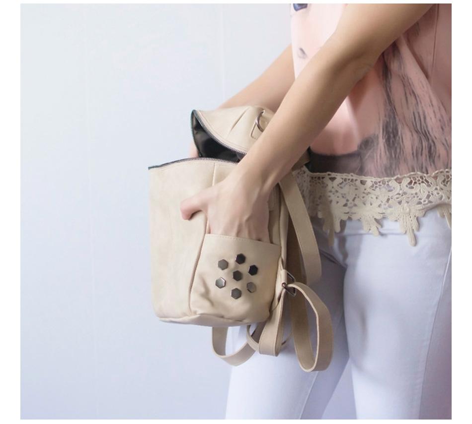 Vintage Fashion Solid Synthetic Leather School Backpacks for Teenage Girls - Backpacks - DYAVOR®