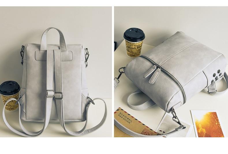 Vintage Fashion Solid Synthetic Leather School Backpacks for Teenage Girls - Backpacks - DYAVOR®