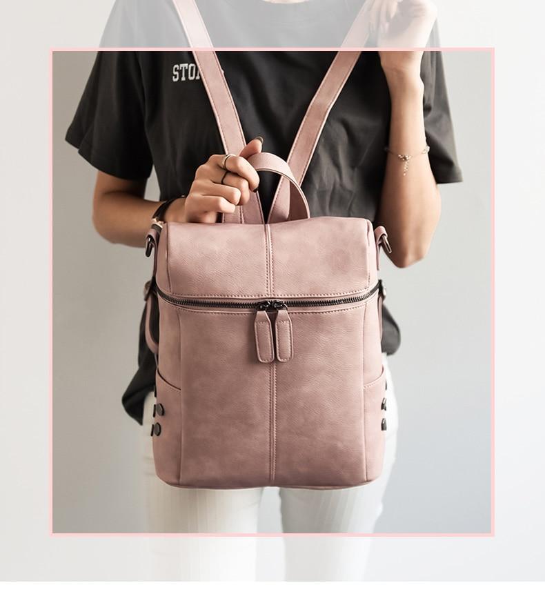 Vintage Fashion Solid Synthetic Leather School Backpacks for Teenage Girls - Backpacks - DYAVOR®