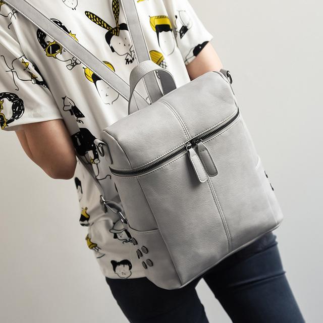 Vintage Fashion Solid Synthetic Leather School Backpacks for Teenage Girls - Backpacks - DYAVOR®