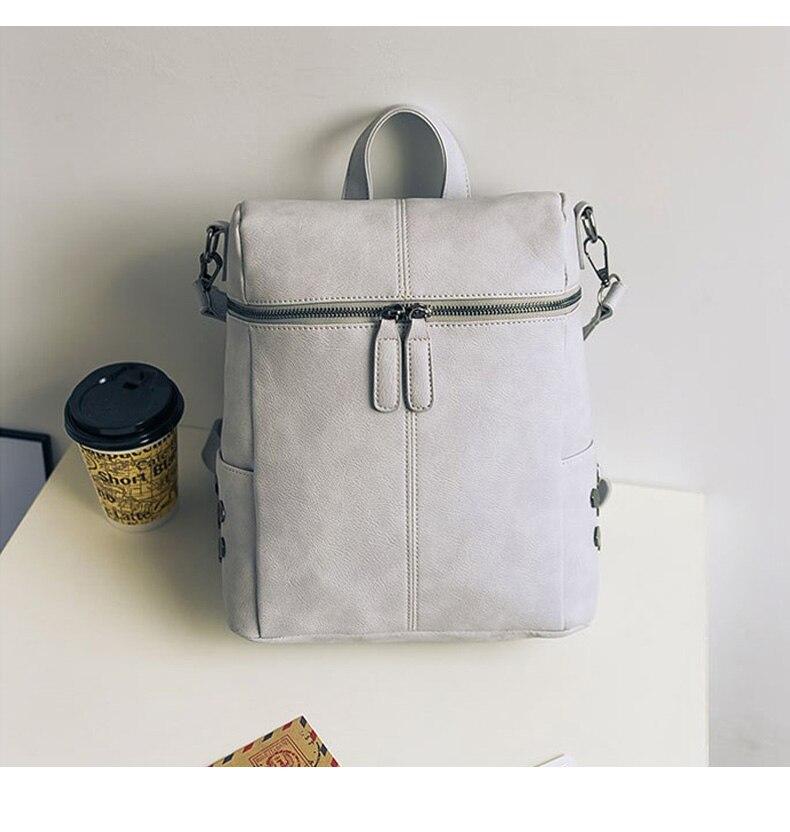Vintage Fashion Solid Synthetic Leather School Backpacks for Teenage Girls - Backpacks - DYAVOR®
