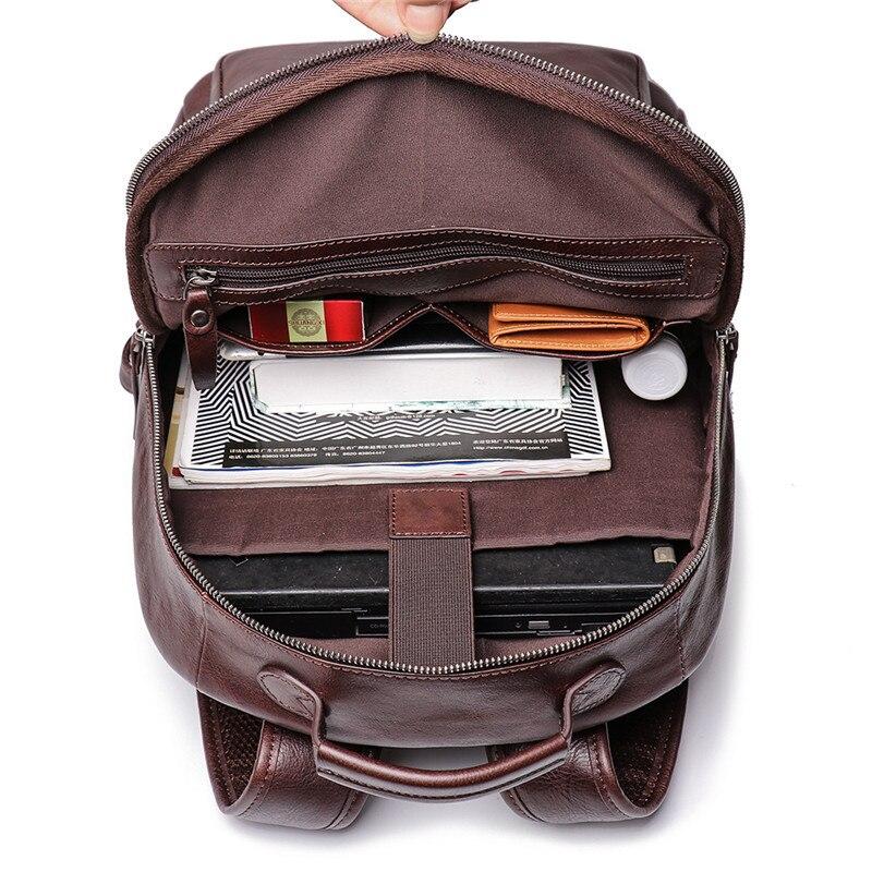 Vintage Unisex Brown Coffee Full Grain Genuine Leather 14'' Laptop Backpack - Backpacks - DYAVOR®