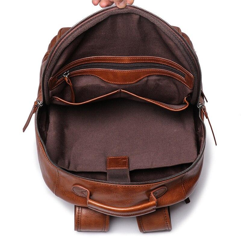 Vintage Unisex Brown Coffee Full Grain Genuine Leather 14'' Laptop Backpack - Backpacks - DYAVOR®