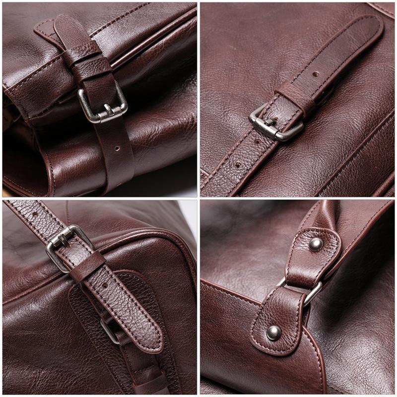 Vintage Unisex Brown Coffee Genuine Leather 14'' 15.6'' Laptop Backpack - Backpacks - DYAVOR®