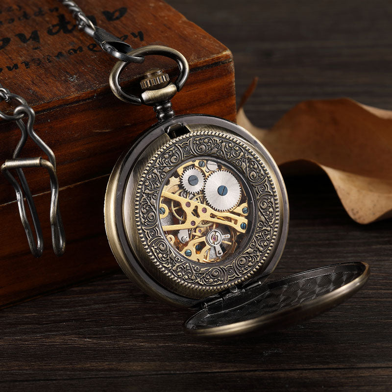 Vintage Unisex Double Sided Mechanical Hollow Steampunk Skeleton Pocket Watch - Unisex Style Watches - DYAVOR®