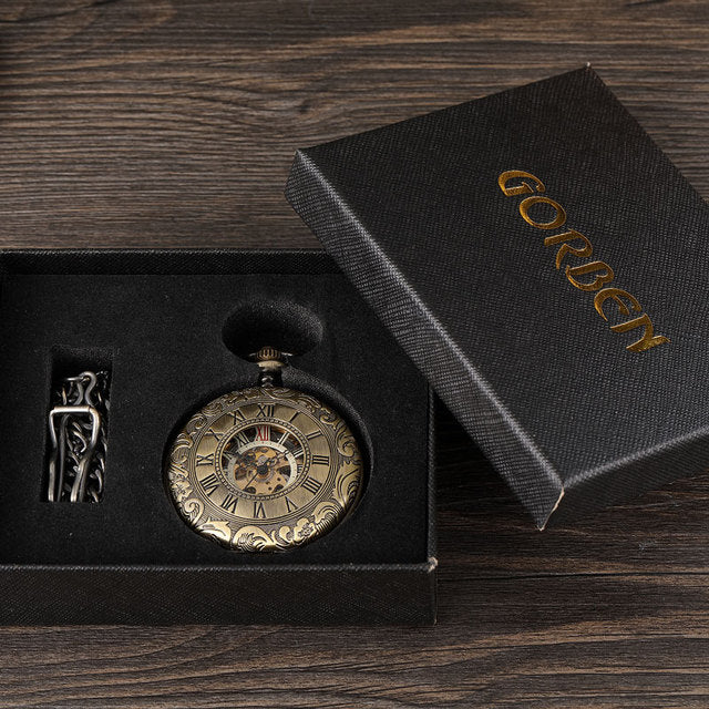 Vintage Unisex Double Sided Mechanical Hollow Steampunk Skeleton Pocket Watch - Unisex Style Watches - DYAVOR®