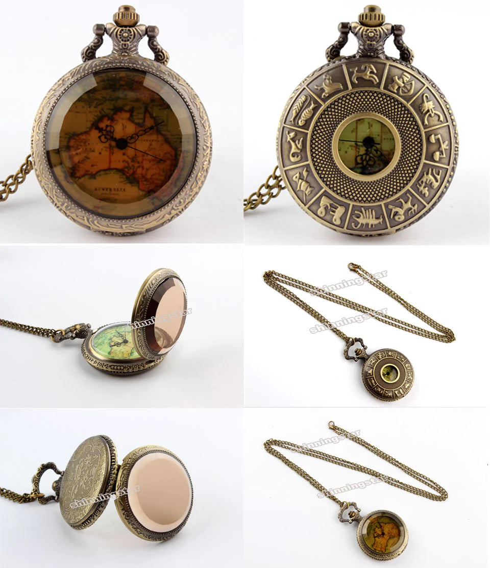 Vintage Unisex Stainless Steel Australia Map Pendant Quartz Pocket Watch - Unisex Style Watches - DYAVOR®