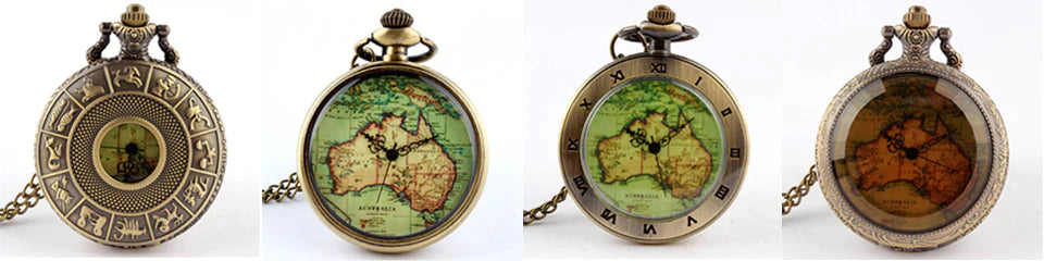 Vintage Unisex Stainless Steel Australia Map Pendant Quartz Pocket Watch - Unisex Style Watches - DYAVOR®