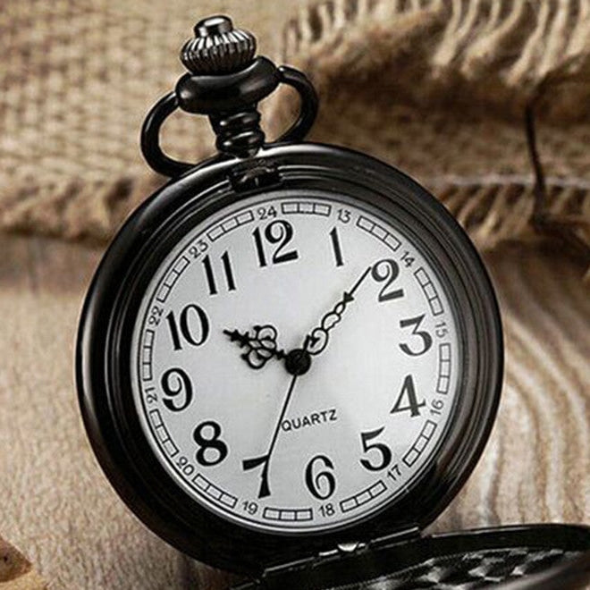 Vintage White Dial Black Case Smooth Necklace Pendant Pocket FOB Watch - Unisex Style Watches - DYAVOR®