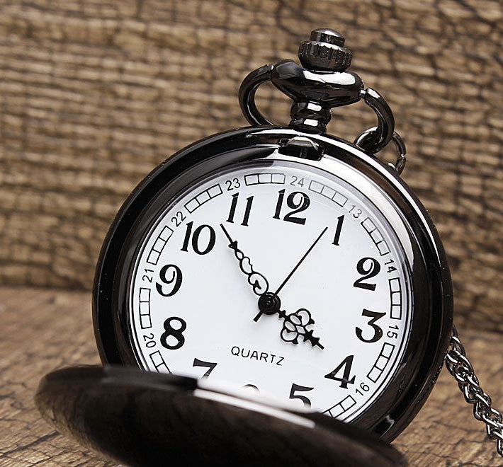 Vintage White Dial Black Case Smooth Necklace Pendant Pocket FOB Watch - Unisex Style Watches - DYAVOR®