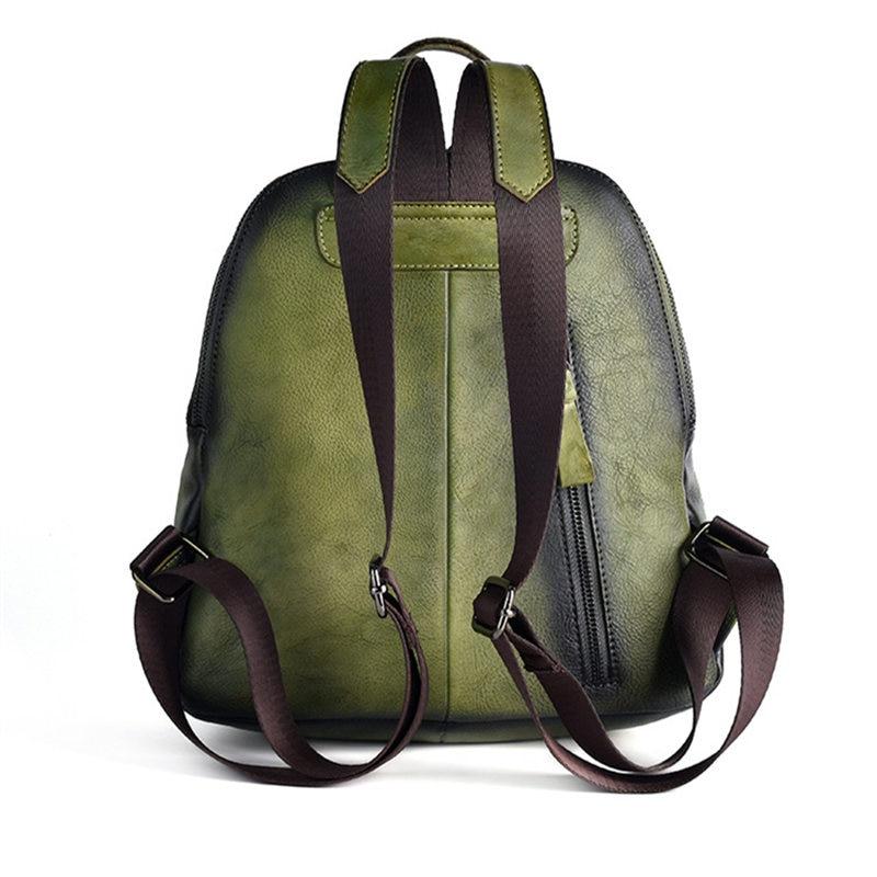 Vintage Women's Embossed Pattern Solid Genuine Leather Travel Backpack - Backpacks - DYAVOR®