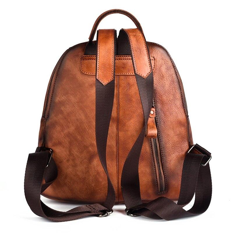 Vintage Women's Embossed Pattern Solid Genuine Leather Travel Backpack - Backpacks - DYAVOR®
