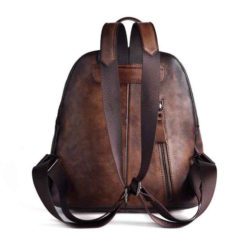 Vintage Women's Embossed Pattern Solid Genuine Leather Travel Backpack - Backpacks - DYAVOR®
