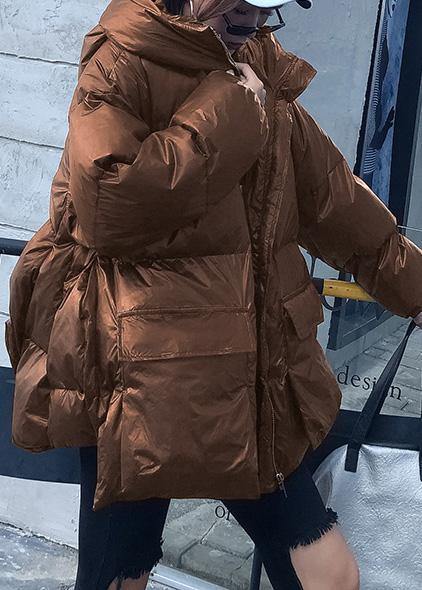 women Loose fitting snow jackets Jackets chocolate hooded zippered goose Down coat - - DYAVOR®