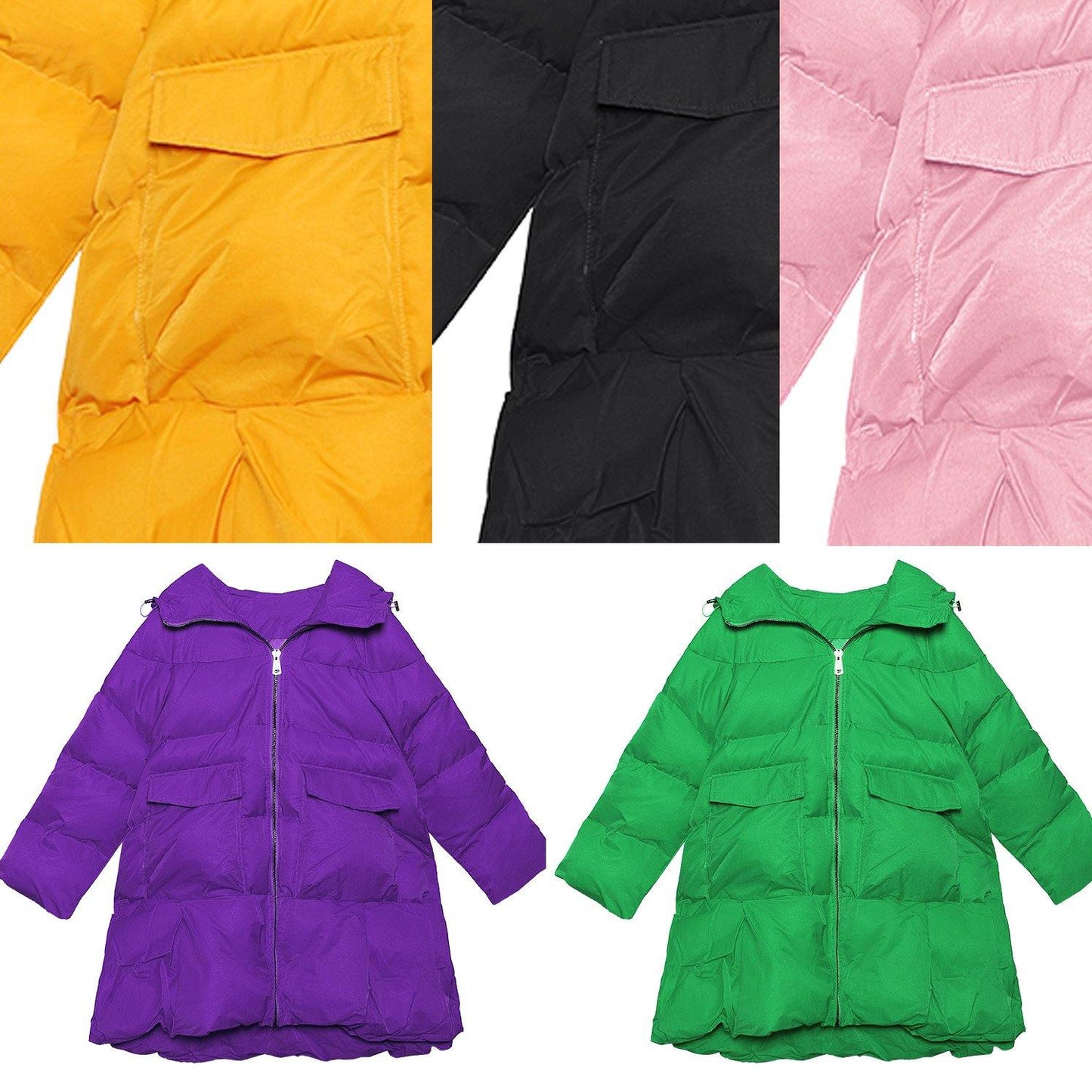 women black Parkas for women oversized snow jackets big pockets hooded winter coats - - DYAVOR®