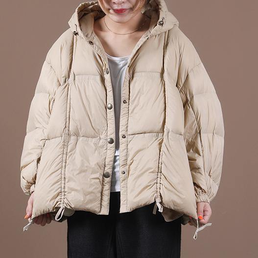 women nude warm winter coat Loose fitting down jacket hooded Button Down overcoat - - DYAVOR®