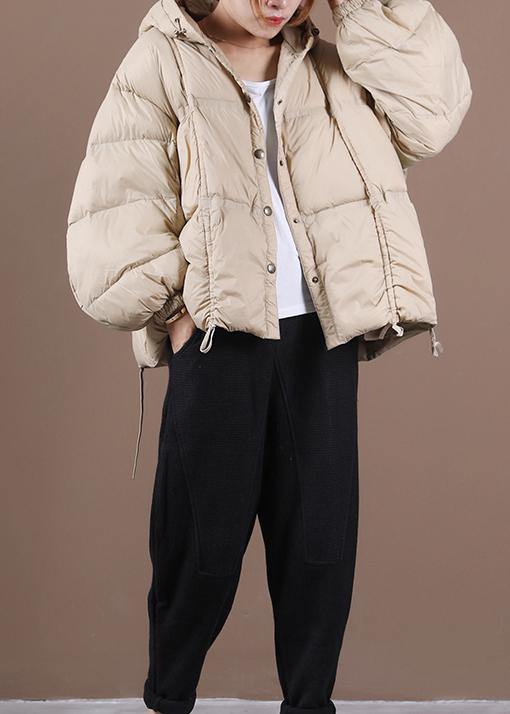 women nude warm winter coat Loose fitting down jacket hooded Button Down overcoat - - DYAVOR®