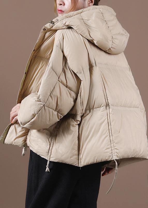 women nude warm winter coat Loose fitting down jacket hooded Button Down overcoat - - DYAVOR®