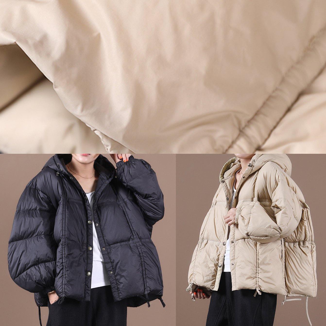 women nude warm winter coat Loose fitting down jacket hooded Button Down overcoat - - DYAVOR®