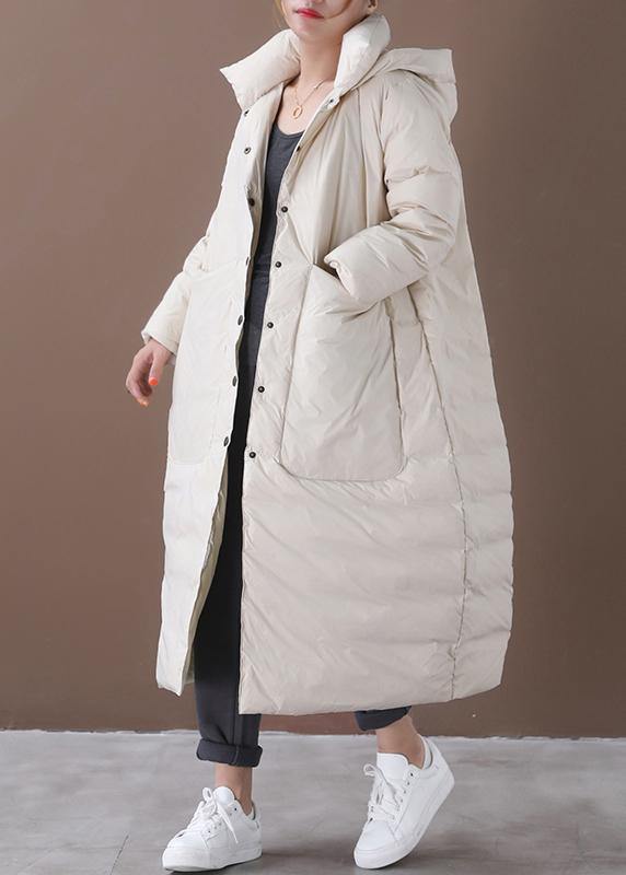 women oversize winter coats beige hooded pockets warm winter coat - - DYAVOR®