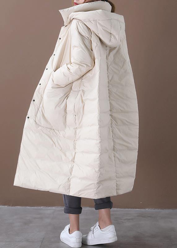 women oversize winter coats beige hooded pockets warm winter coat - - DYAVOR®