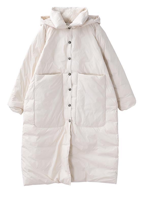 women oversize winter coats beige hooded pockets warm winter coat - - DYAVOR®