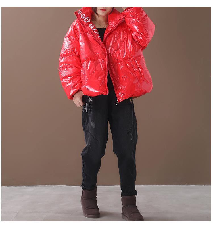 women plus size snow jackets hooded coats red warm stand collar down coat winter - - DYAVOR®