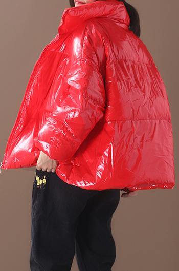 women plus size snow jackets hooded coats red warm stand collar down coat winter - - DYAVOR®