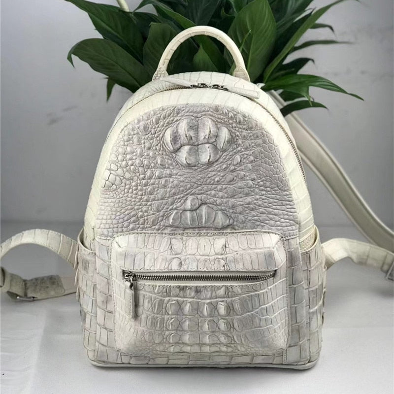 Women's Authentic Exotic Genuine Crocodile Skin Zipper Closure Backpack - Backpacks - DYAVOR®