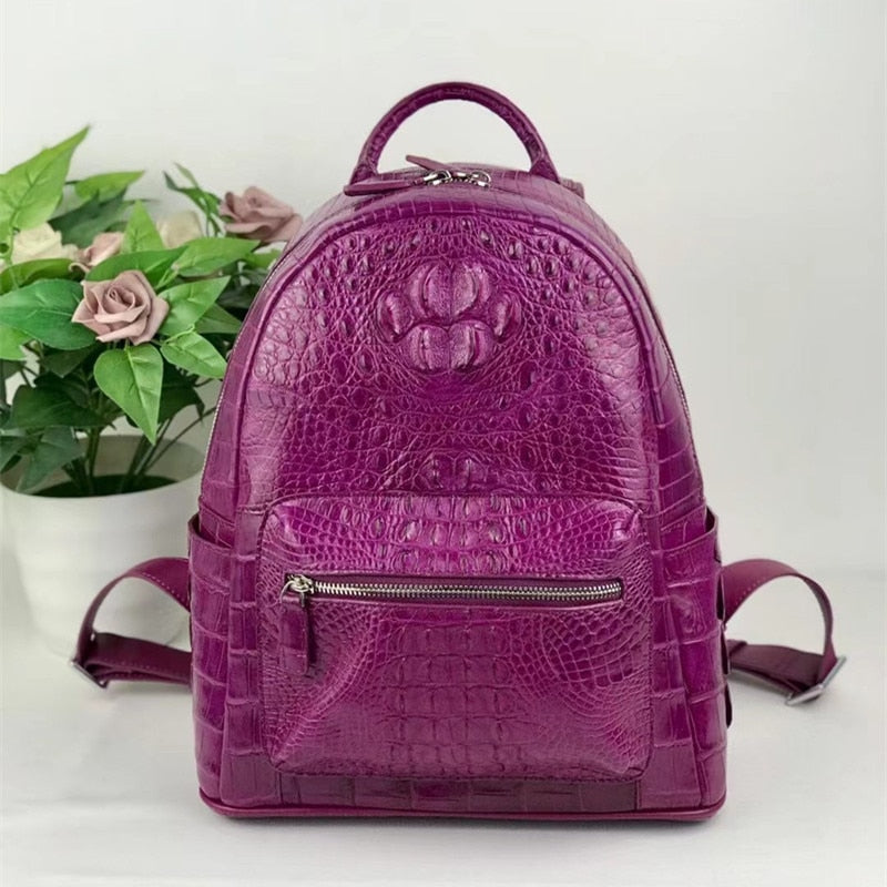 Women's Authentic Exotic Genuine Crocodile Skin Zipper Closure Backpack - Backpacks - DYAVOR®