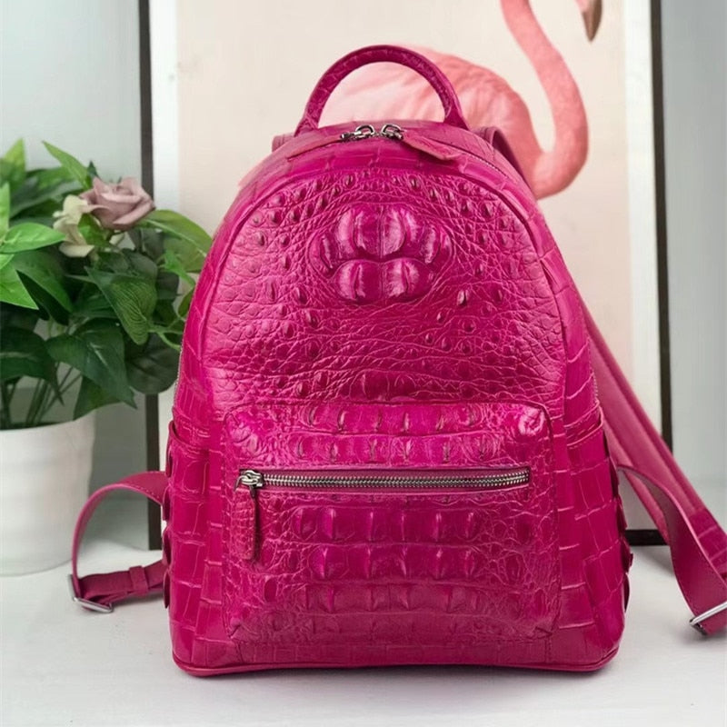 Women's Authentic Exotic Genuine Crocodile Skin Zipper Closure Backpack - Backpacks - DYAVOR®