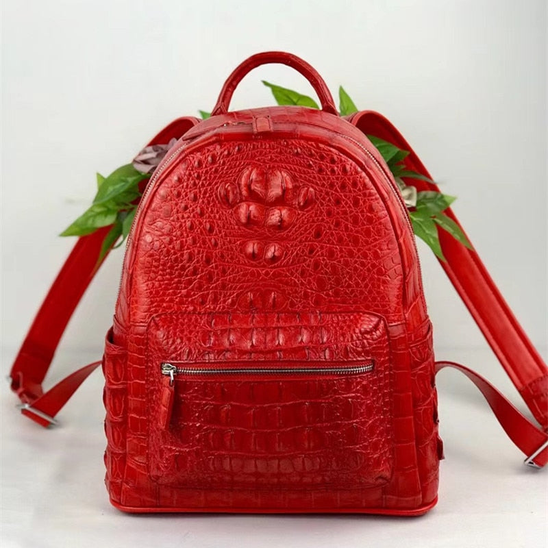 Women's Authentic Exotic Genuine Crocodile Skin Zipper Closure Backpack - Backpacks - DYAVOR®