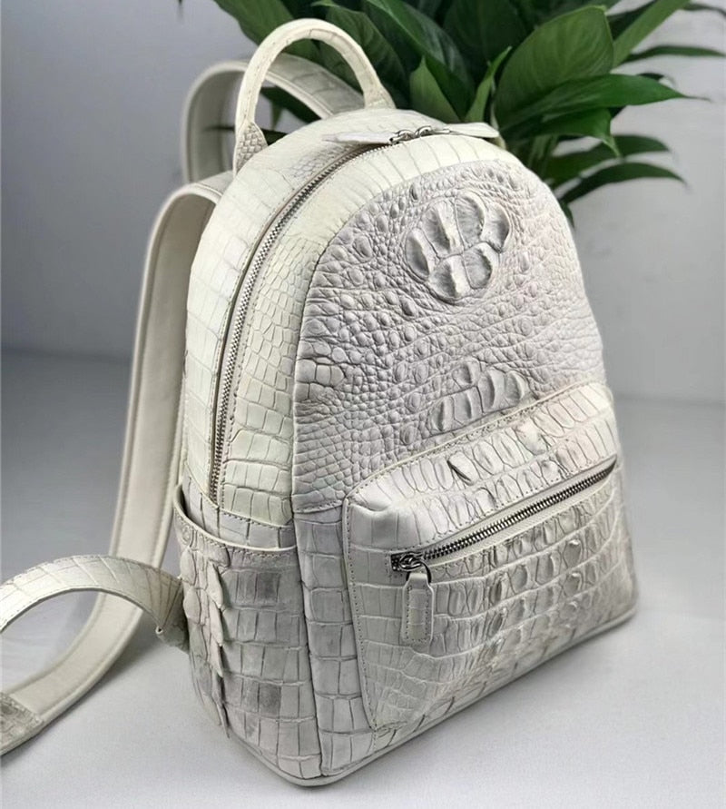 Women's Authentic Exotic Genuine Crocodile Skin Zipper Closure Backpack - Backpacks - DYAVOR®