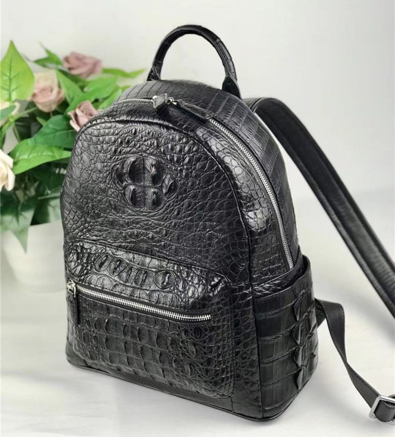 Women's Authentic Exotic Genuine Crocodile Skin Zipper Closure Backpack - Backpacks - DYAVOR®