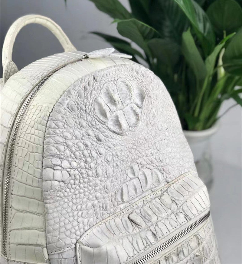 Women's Authentic Exotic Genuine Crocodile Skin Zipper Closure Backpack - Backpacks - DYAVOR®
