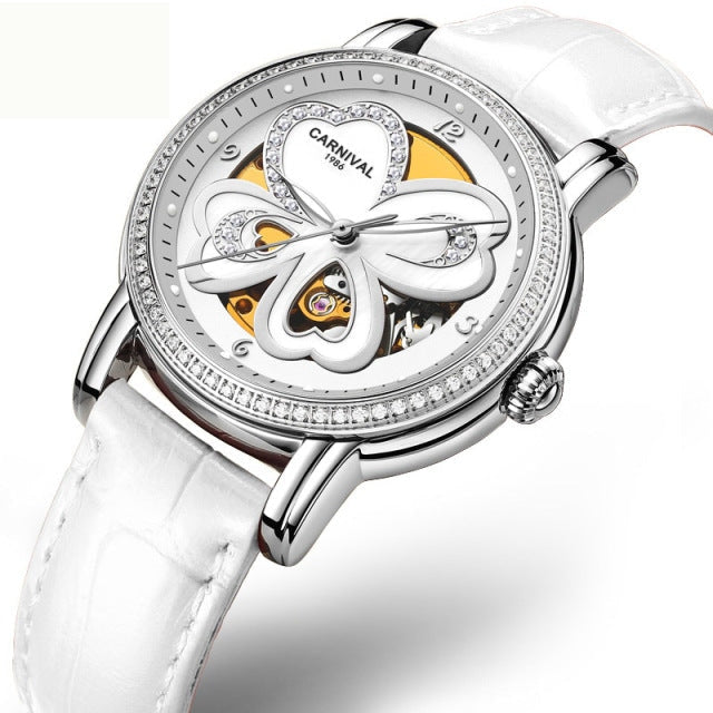 Women's Automatic Mechanical Skeleton Leather Water Resistant Wrist Watch - Watches for Women - DYAVOR®