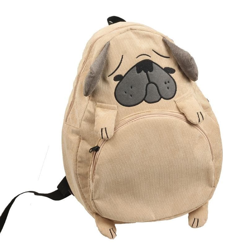 Women's Canvas Cute Dog Fox Ear Embroidery Corduroy Backpack Schoolbag - Backpacks - DYAVOR®