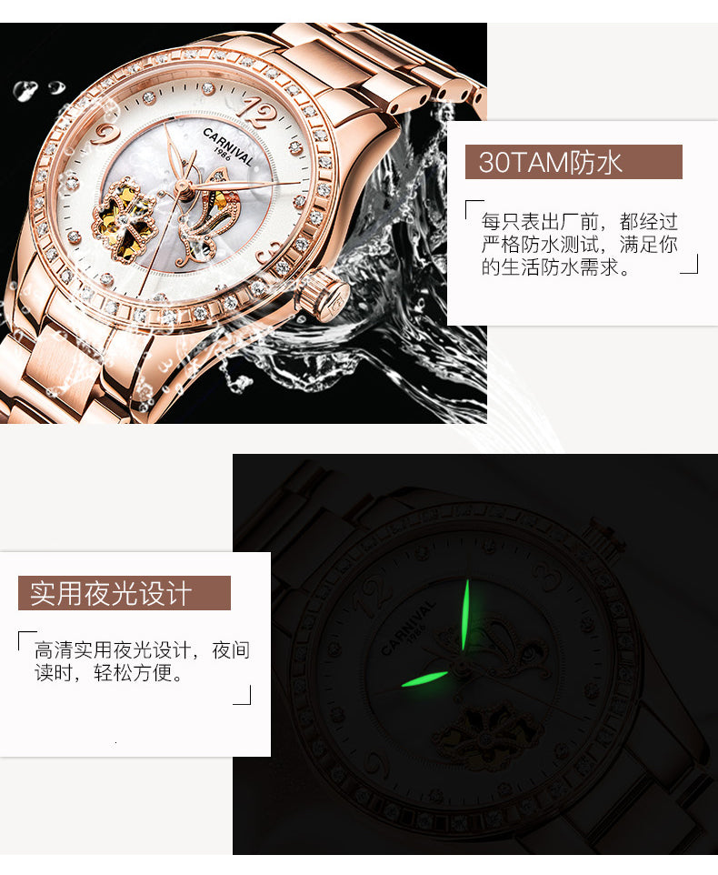 Women's Casual Luminous Automatic Skeleton Mechanical Wrist Watch - Watches for Women - DYAVOR®