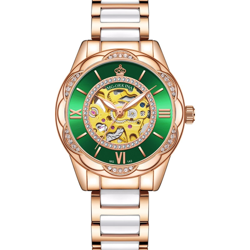 Women's Ceramics Stainless Steel Mechanical Automatic Self-wind Watch - Watches for Women - DYAVOR®