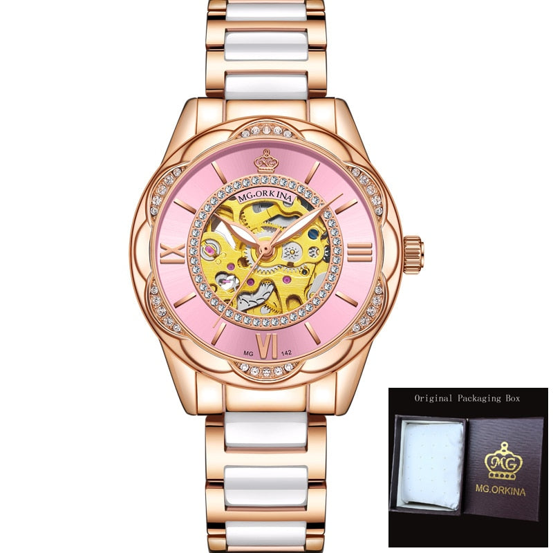Women's Ceramics Stainless Steel Mechanical Automatic Self-wind Watch - Watches for Women - DYAVOR®