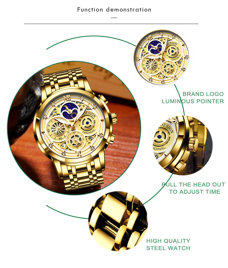 Women's Chronograph Creative Moon Phase Waterproof Wristwatch - Watches for Women - DYAVOR®