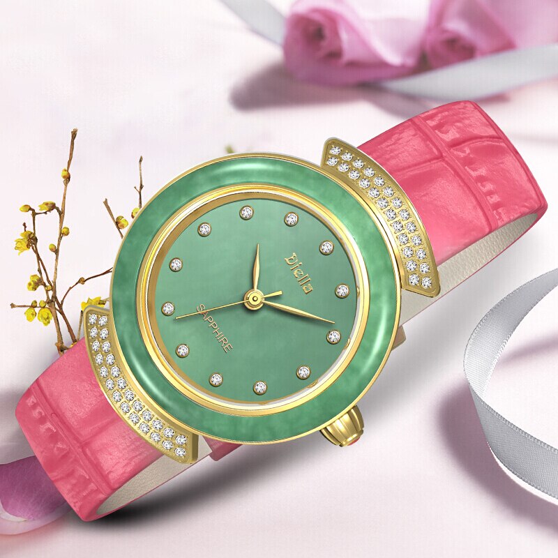 Women's Diamond Emerald Slim Dial Genuine Leather Quartz Watch - Watches for Women - DYAVOR®