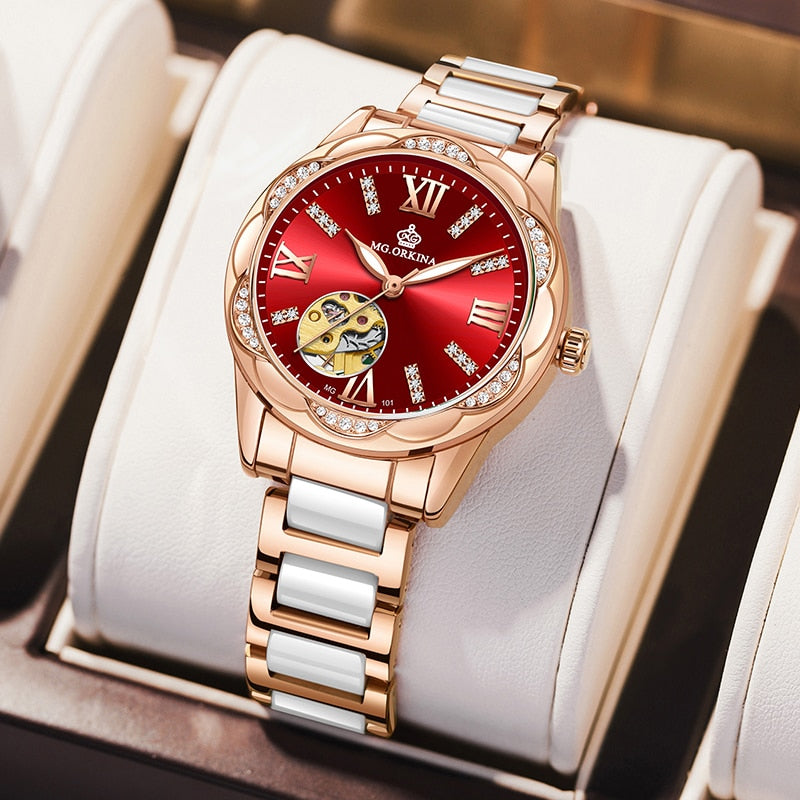 Women's Diamond Hollow Automatic Mechanical Ceramic Strap Wristwatches - Watches for Women - DYAVOR®