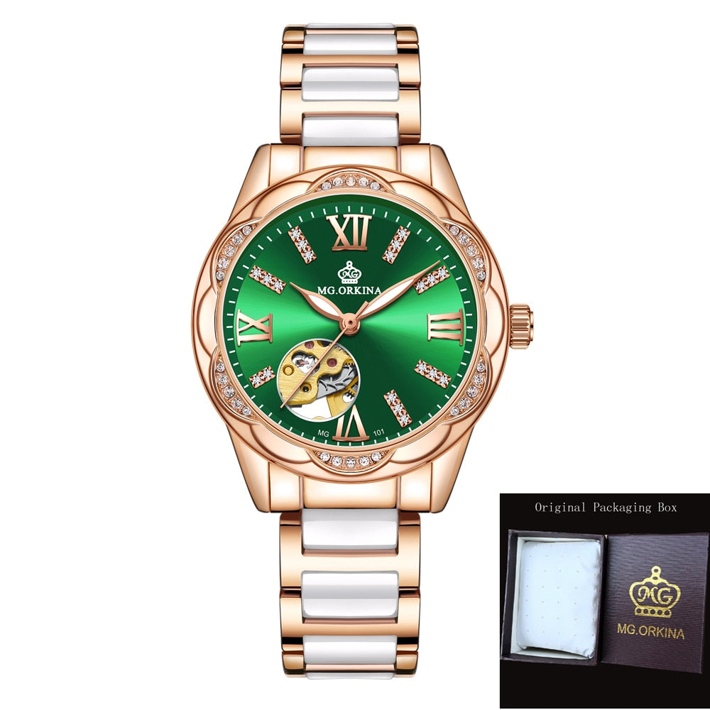 Women's Diamond Hollow Automatic Mechanical Ceramic Strap Wristwatches - Watches for Women - DYAVOR®