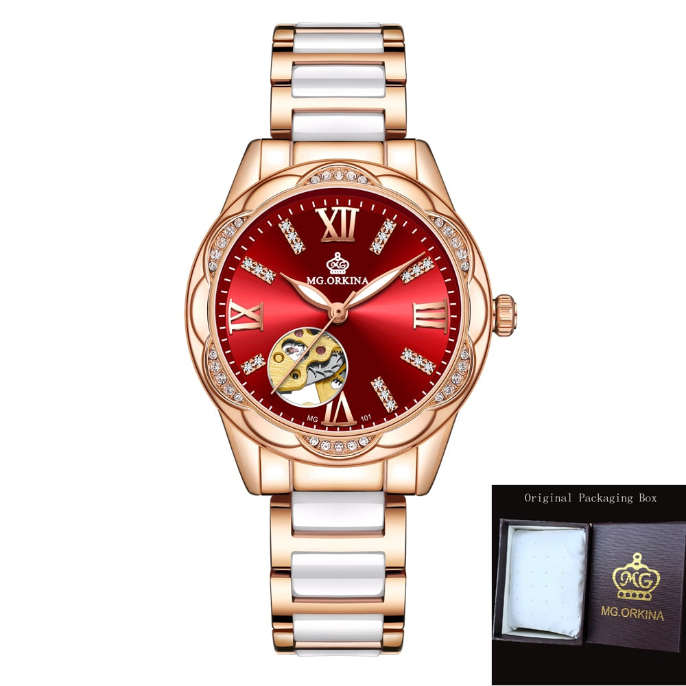 Women's Diamond Hollow Automatic Mechanical Ceramic Strap Wristwatches - Watches for Women - DYAVOR®